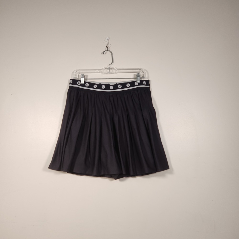 LIVI Active Skort Womens 14/16 Black Pleated Logo Waistband Athletic Tennis Golf